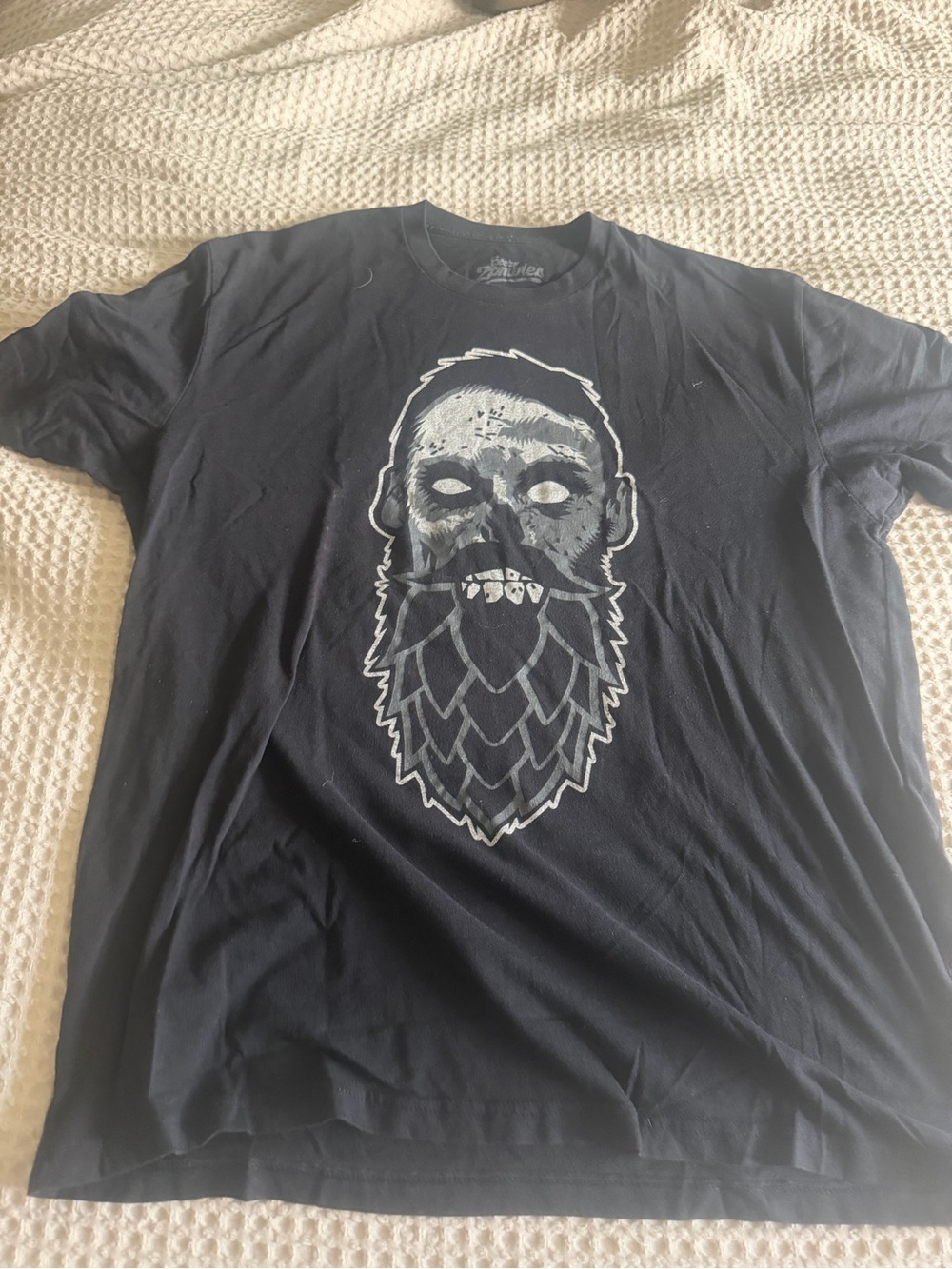 Beer Zombies Men's Black Graphic T-Shirt with Bearded Skull Print